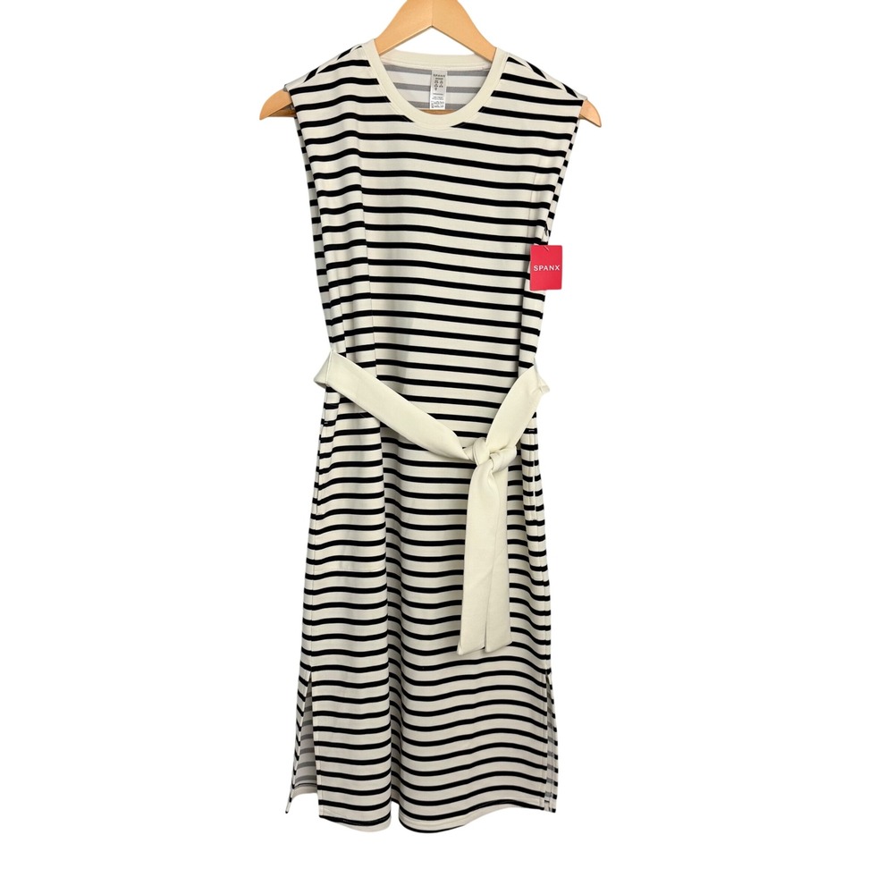 NEW Spanx AirEssentials Sleeveless Tank Dress Porcelain Midnight Stripe Small